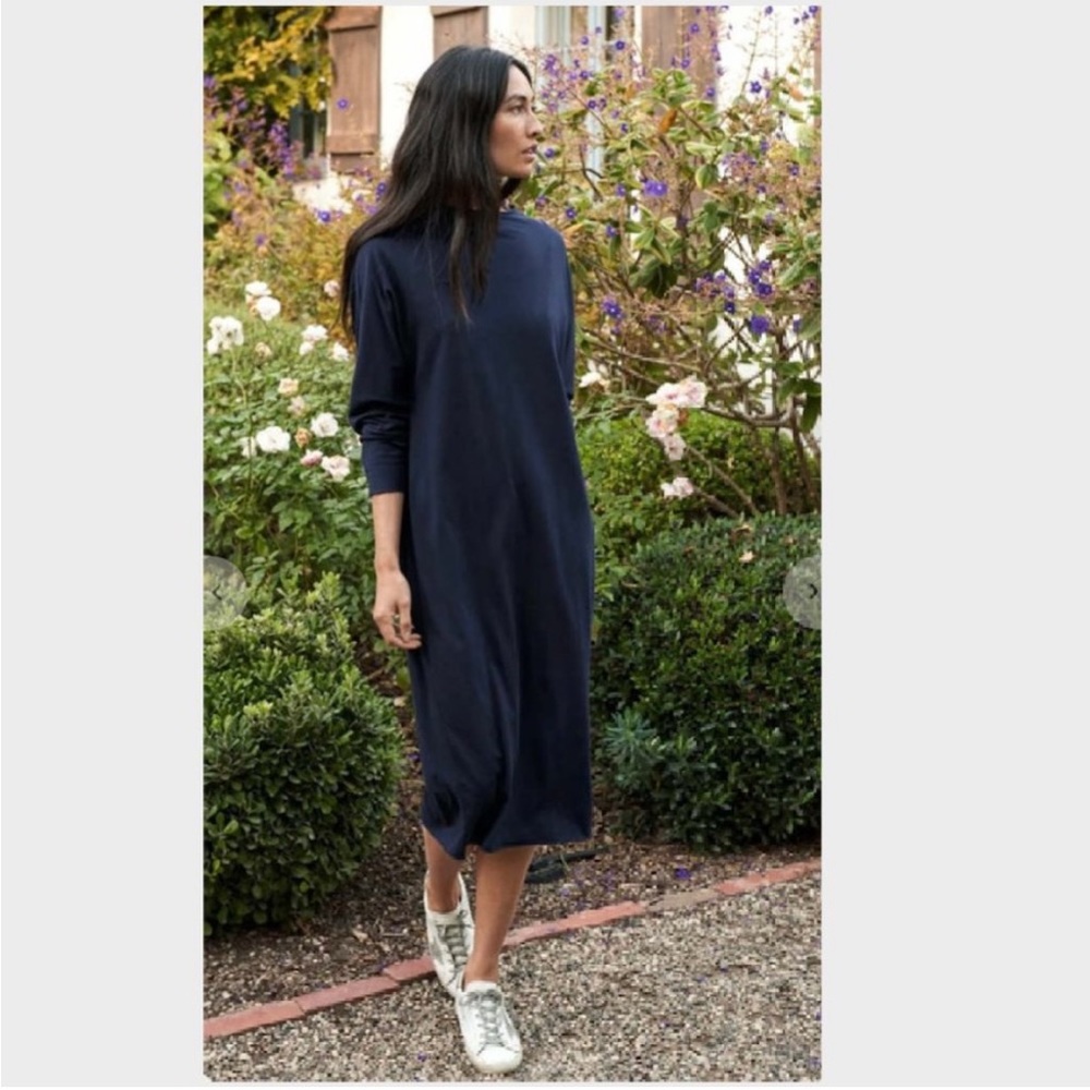 Frank & Eileen Lightweight Jersey Funnel Neck Midi Dress Size: S